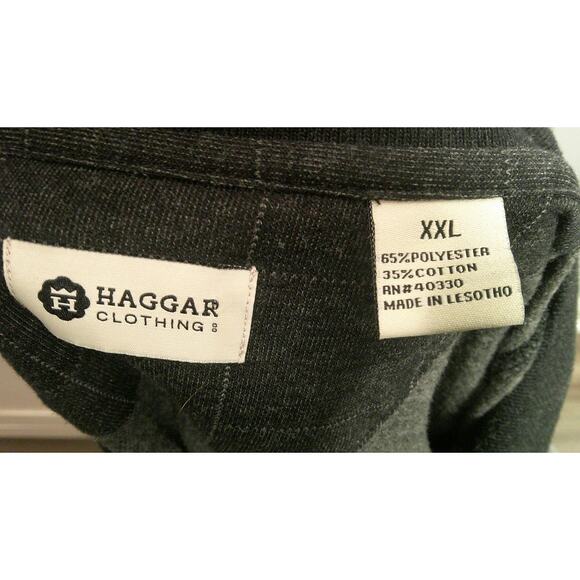 Haggar Clothing Men's XXL Dark Gray Collared Casual Dress Shirt - Picture 5 of 5